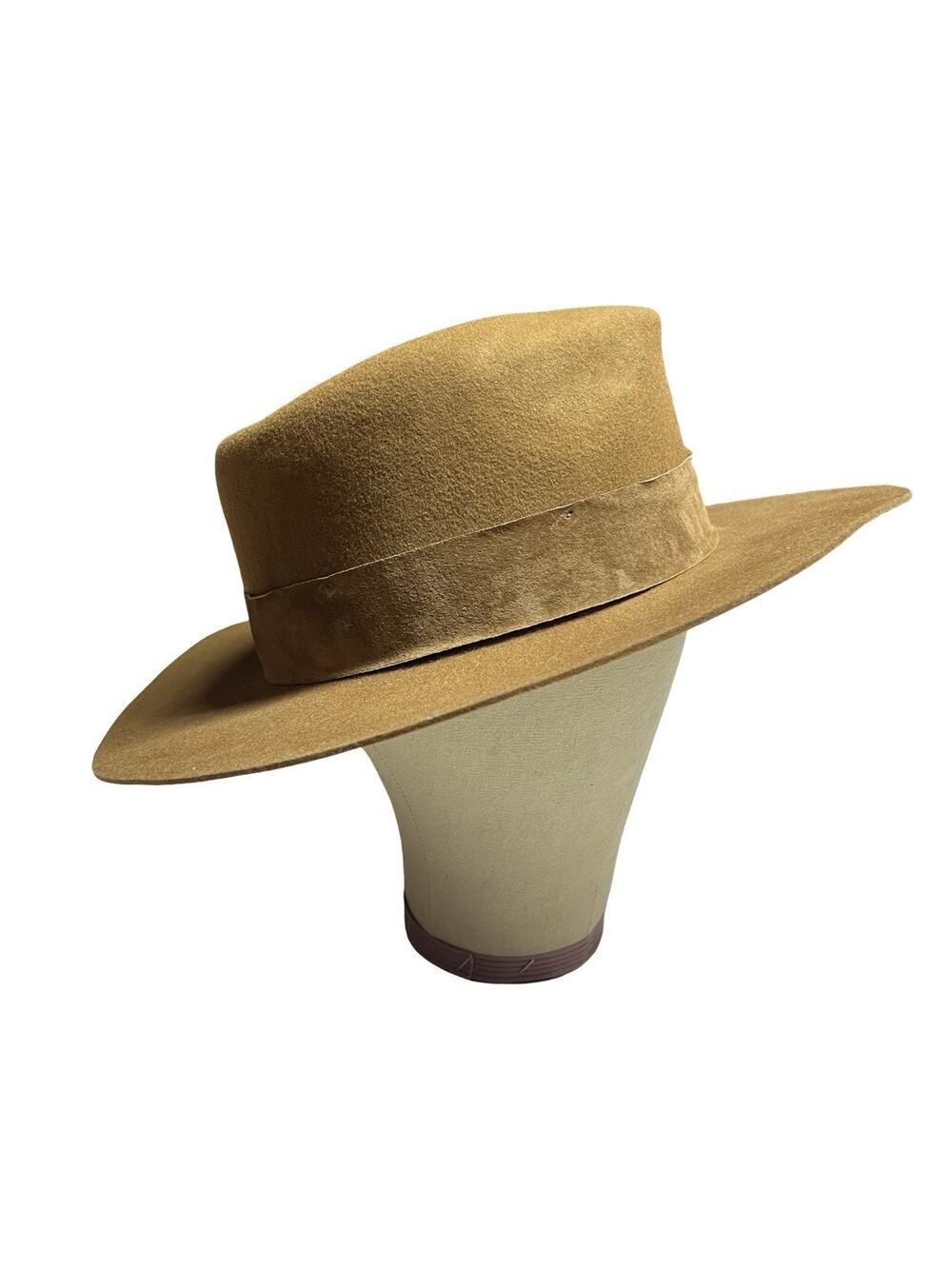 WYETH x Madewell 100% Wool Wide Brim Fedora Rancher Hat Camel Brown OS